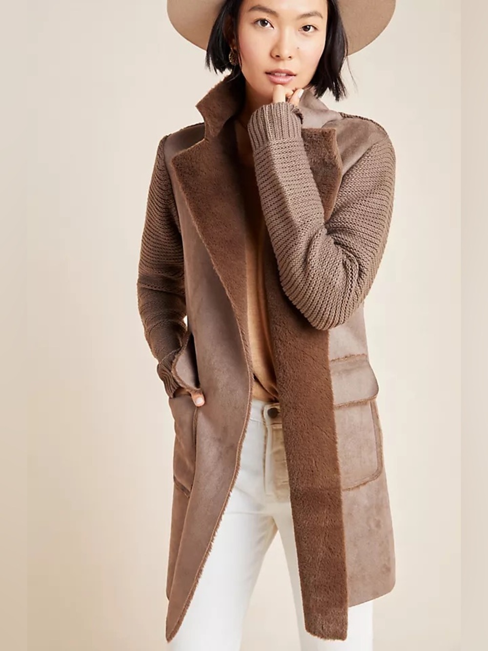 Anthropologie Piper Sweater Coat Womens Small Brown